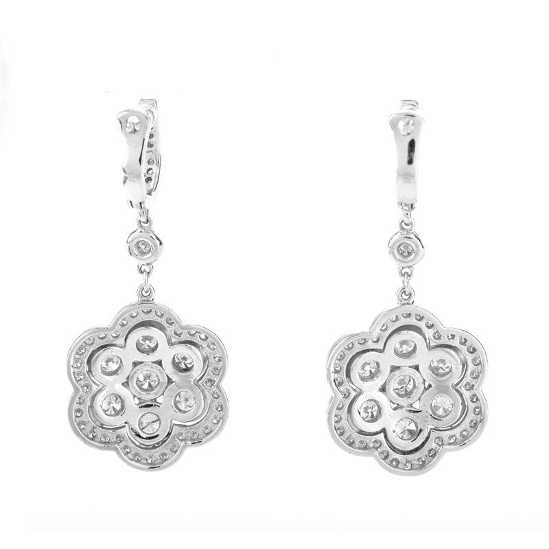 Contemporary Approx. 2.65 Carat Round Brilliant Cut Diamond and 14 Karat White Gold Pendant Earrings