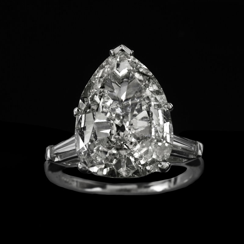 EGL Certified 6.32 Carat Pear Shape Diamond and Platinum Engagement Ring