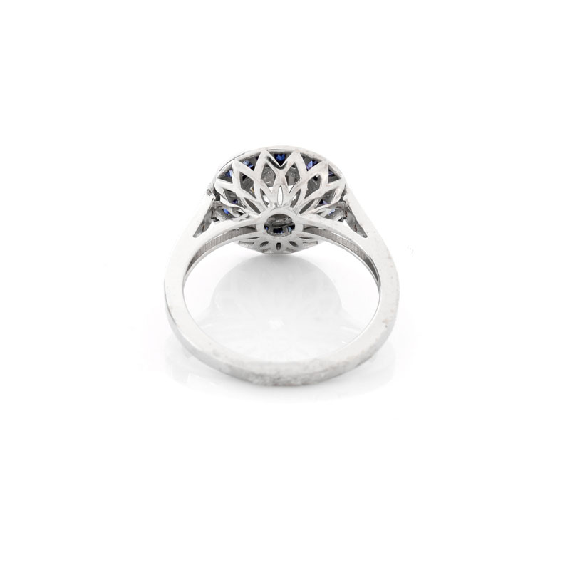 Vintage Approx. 2.0 Carat Old European Cut Diamond, Caliber Cut Sapphire and Diamond Engagement Ring