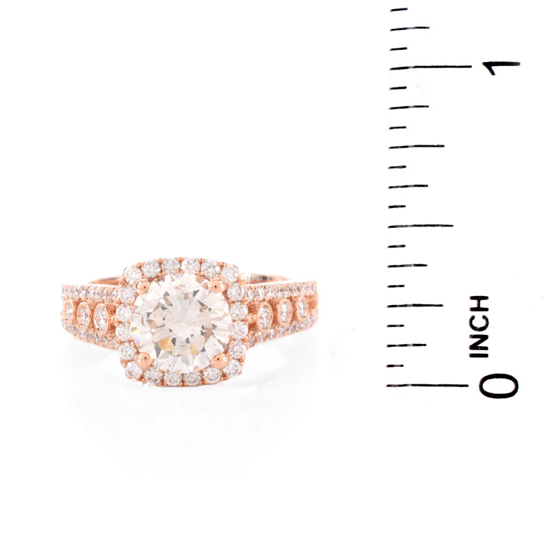 Approx. 2.64 Carat TW Diamond and 18 Karat Rose Gold Engagement Ring