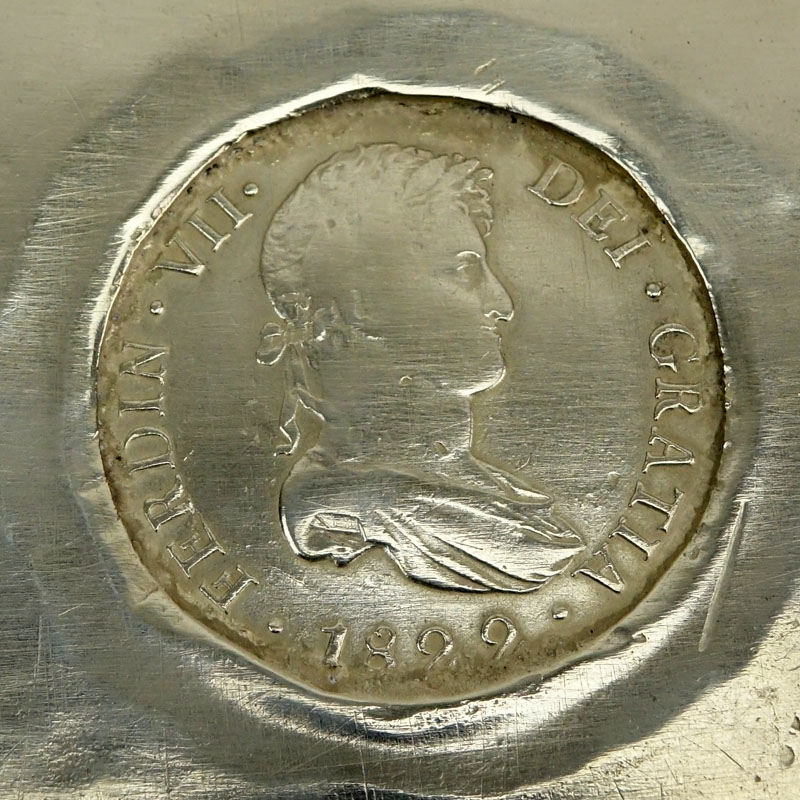 Vintage Sterling Silver  "Ferdin·VII·Dei·Gratia·" 1822 Coin Tray