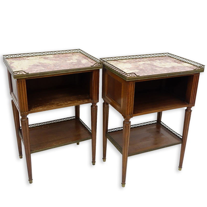 Early to Mid 20th Century Probably French Louis XVI style Walnut Side Tables