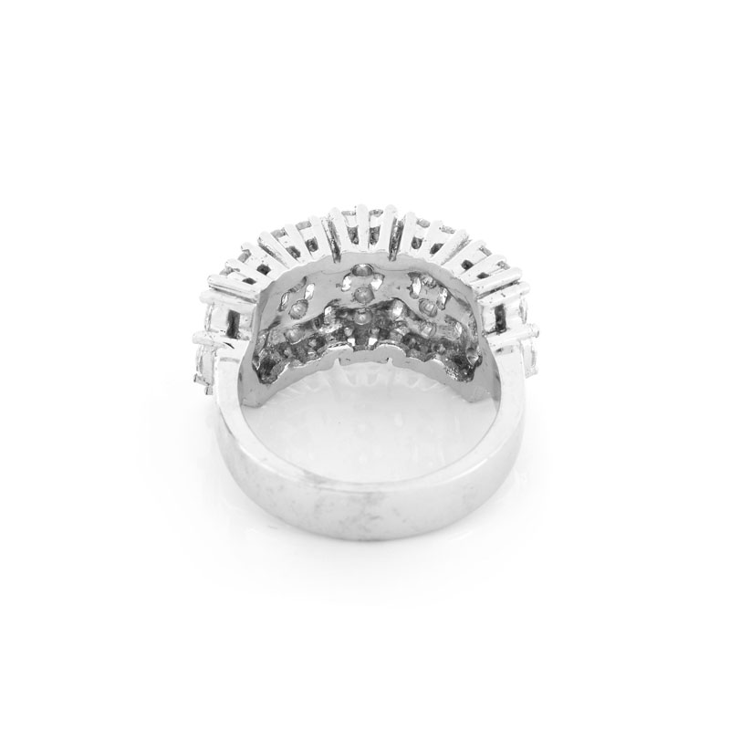 Approx. 2.35 Carat TW Marquise and Round Brilliant Cut Diamond and 18 Karat White Gold Ring