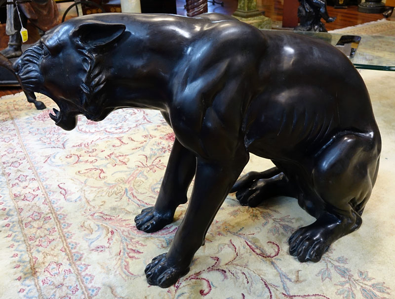 Life Size Modern Bronze Sculpture of a Entry or Garden Panther