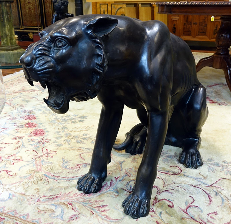 Life Size Modern Bronze Sculpture of a Entry or Garden Panther