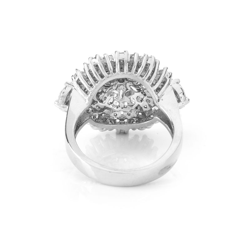 Contemporary Approx. 2.54 Carat TW Marquise, Pear and Round Brilliant Cut Diamond and 18 Karat White Gold Starburst Ring