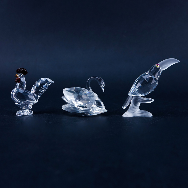 Three (3) Swarovski Crystal Bird Figurines in Original Boxes