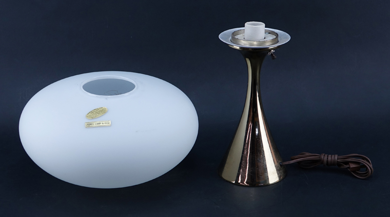 Laurel Lamp Co. Mid Century Modern Aluminium Mushroom Lamp with Hand Blown Glass Shade