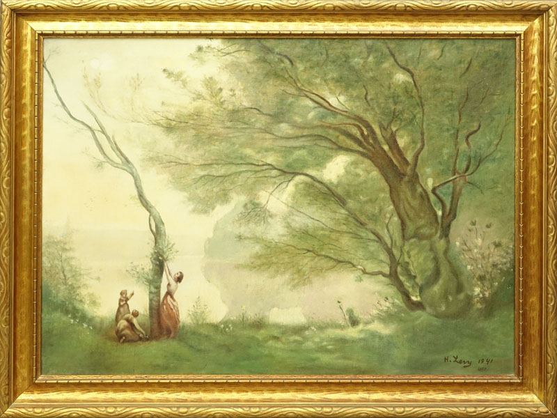 After: Henri Levy, French  (1840-1904) Oil on Canvas Painting of a Coastal Scene Signed and Dated Lower Right