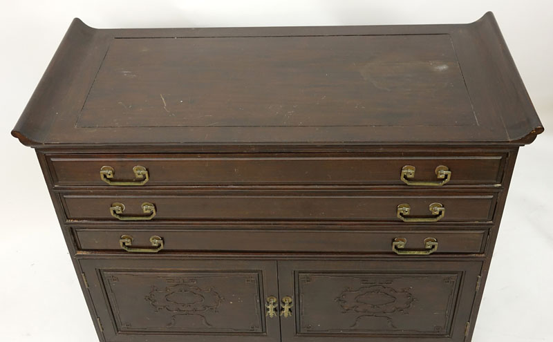 Mid Century Chinese Silverware Chest of Drawers with Brass Mounts