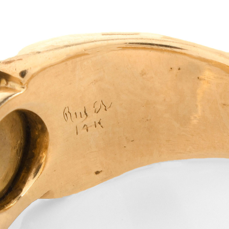 Man's Vintage Cabochon Cat's-eye Chrisoberyl and 14 Karat Yellow Gold Ring