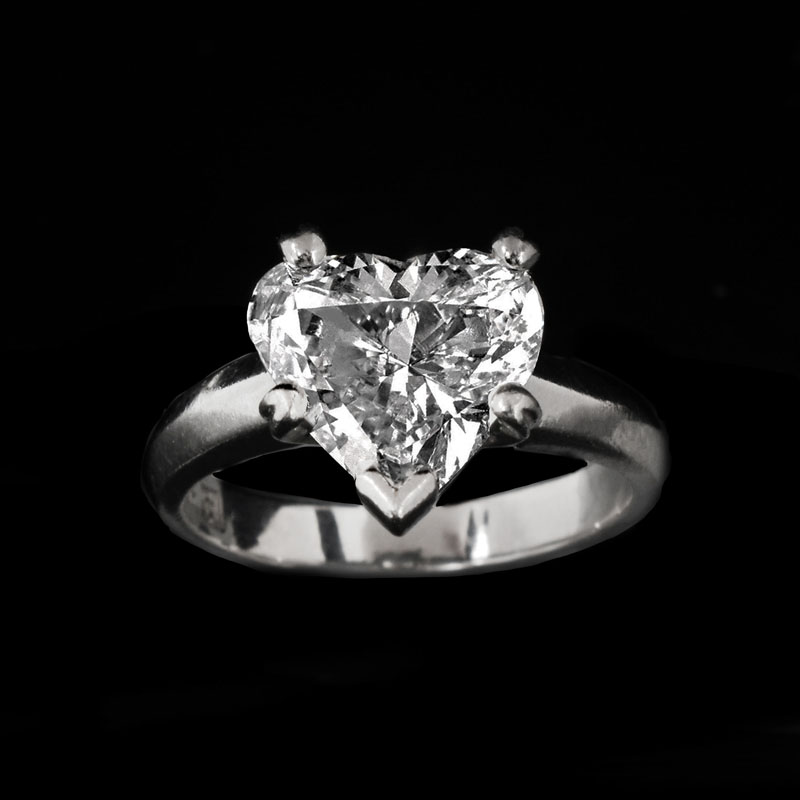 GIA Certified 2.53 Carat Heart Shape Diamond and Platinum Engagement Ring. Diamond D color, Internally Flawless