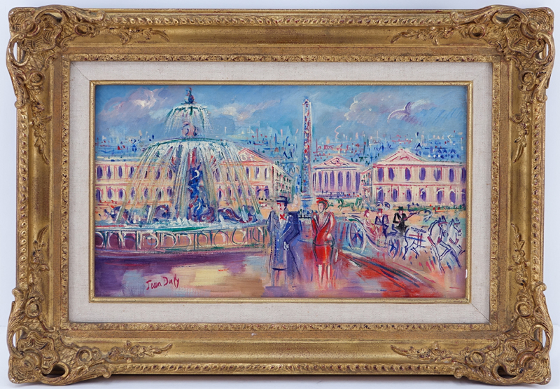 Jean Dufy, French (1888-1964) Oil on Canvas "Fiacres et Promeneurs Sur la Place de la Concorde"