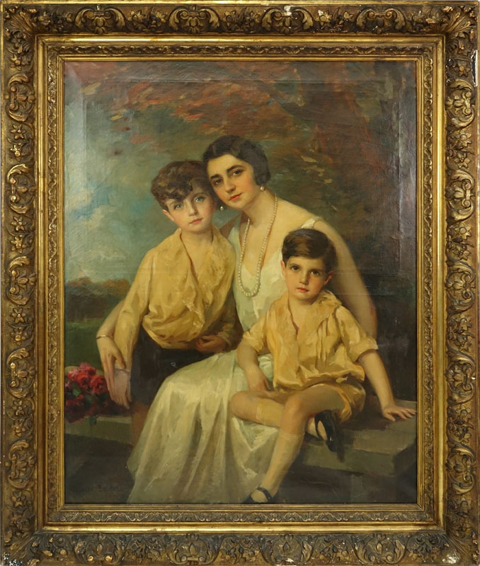 Cyprien Eugène Boulet, French (1877-1927) Circa 1910 Oil on Canvas, Mother with Sons