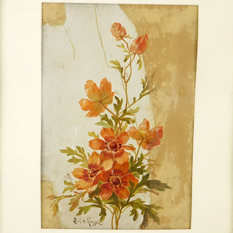 Paul De Longpre, American (1855 - 1911) Watercolor on paper "Still Life Of Flowers"