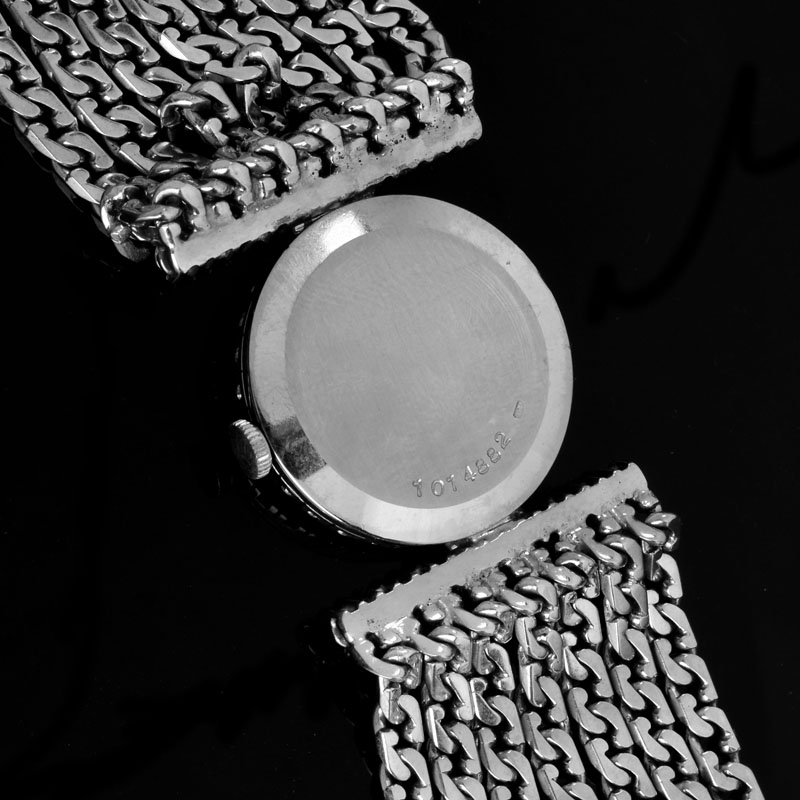 Lady's Vintage Jaeger LeCoultre 18 Karat White Gold and Approx. 2.30 Carat Round Brilliant Cut Diamond Bracelet Watch