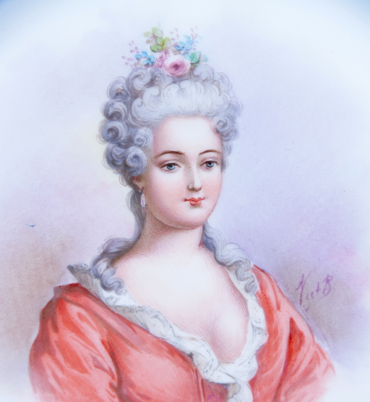 19/20th Century Sevres Portrait Plate. Painted with a bust-length portrait of Duchess de Berry