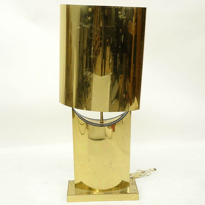 Curtis Jere, Chinese/American (1910 - 2008) Polished Brass Lamp with Shade.
