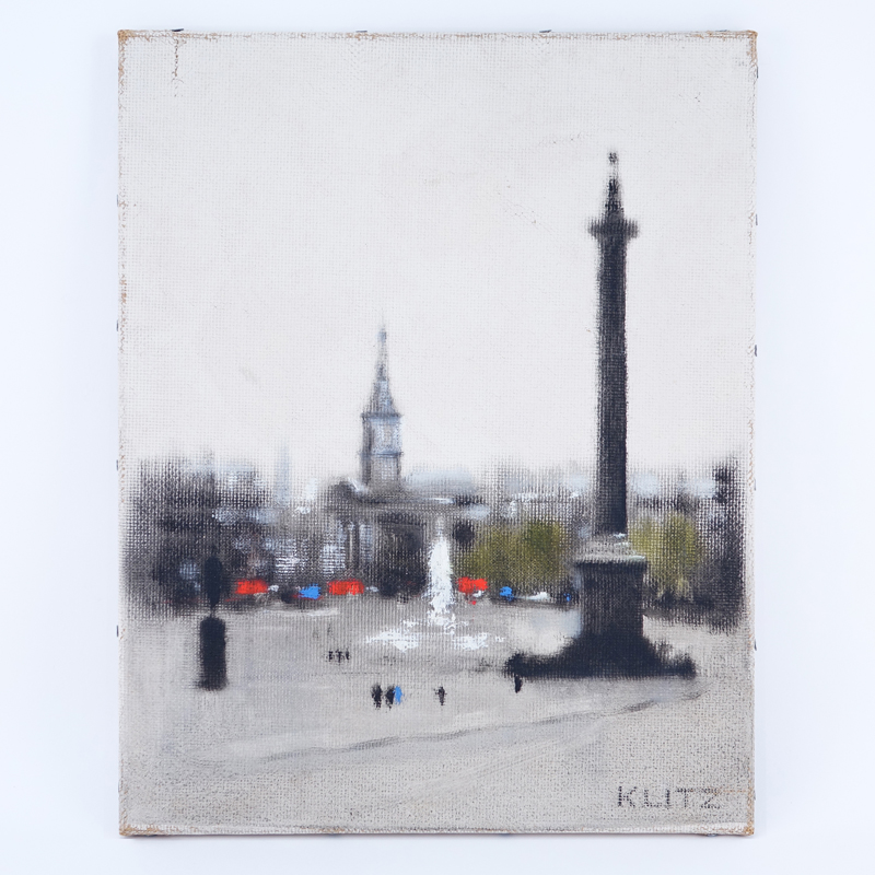 Anthony Robert (Tony) Klitz, English (1917 - 2000) Oil on Canvas "Trafalgar Square' Signed Lower Right. 