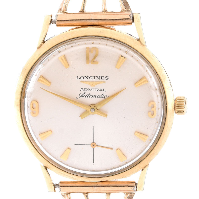 Circa 1963 Men's Longines Admiral Gold Filled Automatic Movement Watch with added gold tone bracelet.