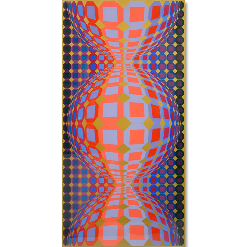 Victor Vasarely, Hungarian  (1906 - 1997) Lithograph, Cubic Composition, Pencil Signed and Inscribed "XV/L" on Lower Border.