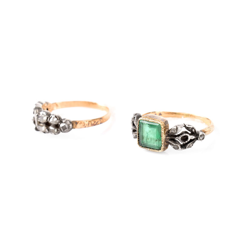 Two (2) Antique Rings Including an Emerald and 14 Karat Yellow Gold Ring.