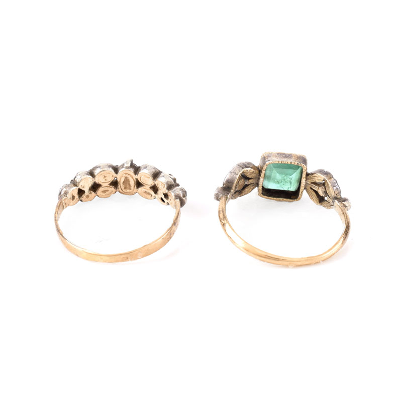 Two (2) Antique Rings Including an Emerald and 14 Karat Yellow Gold Ring.