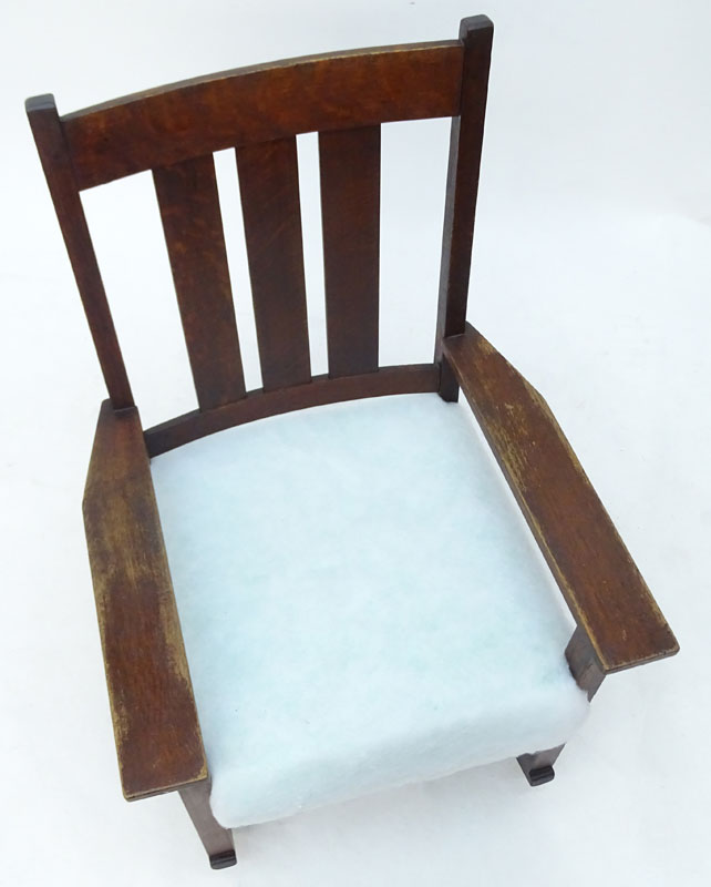Early to Mid 20th Century L. & J.G. Stickley Style Mission Oak Rocking Chair.