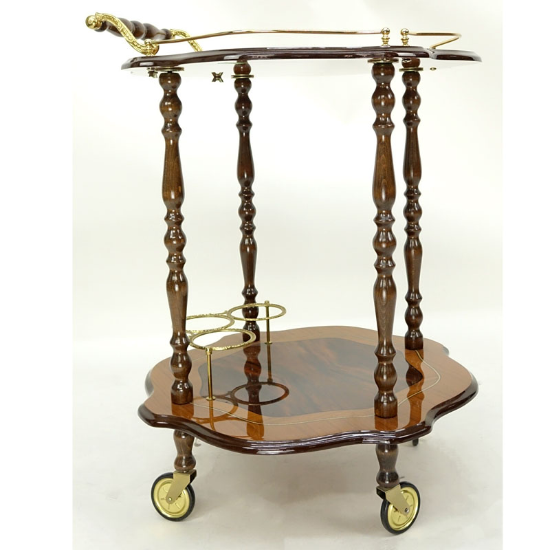 Vintage Italian Burl Lacquer Rolling Cart / Trolley by Sorrento.