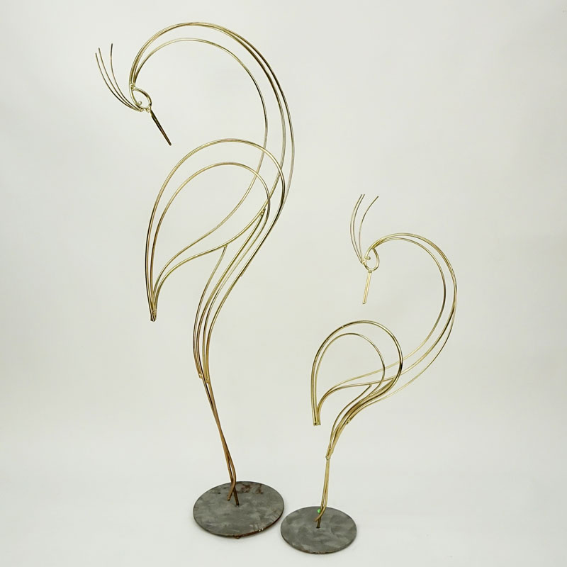 Two (2) Curtis Jere, Chinese/American (1910 - 2008) Polished Brass Bird Sculptures, Signed and Dated 1998.