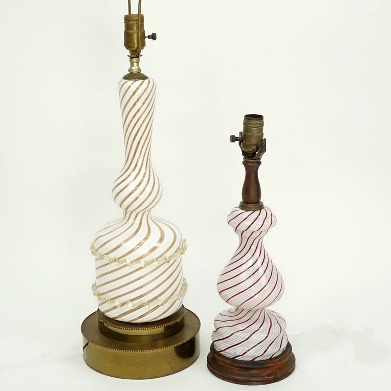 Two (2) Mid Century Italian Venetian Murano Art Glass Lamps. Each in good condition.