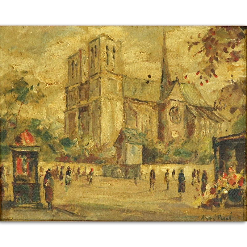 Two (2) Andre Picot, French  (1910 - 1992) Oil on Canvasboard "Parisian Street Scenes" Each Signed Lower Right. 