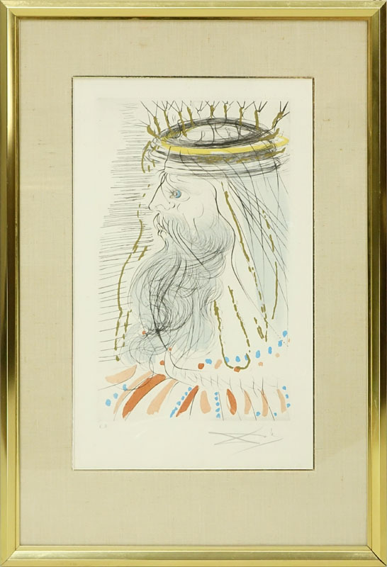 Salvador Dali, Spanish (1904 - 1989) Color Etching with Gold Dust on Arches Paper.