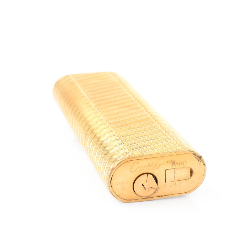 Vintage Cartier Gold Plated Butane Lighter. Signed. Normal surface wear.