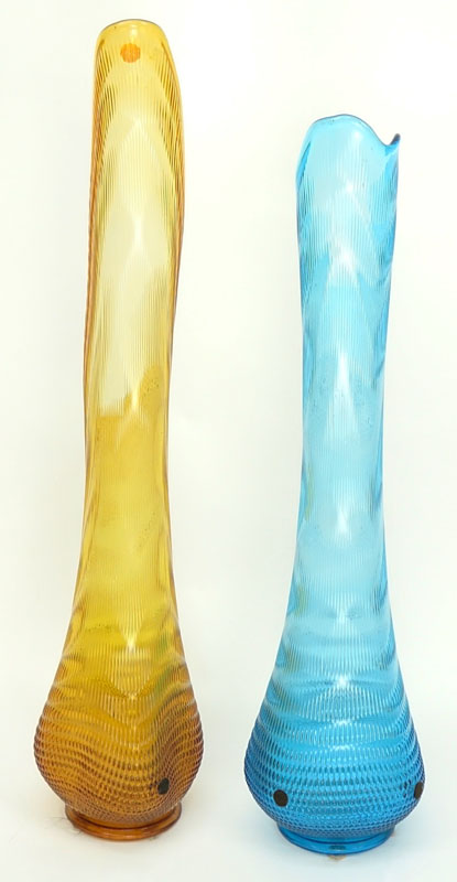 Two (2) Large Modern Art Glass Vases. Unsigned.