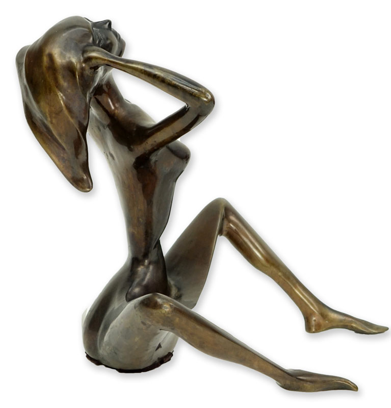 Hattakitkosol Somchai, Thai (1934 - 2000) Bronze sculpture, Seated Nude Woman.
