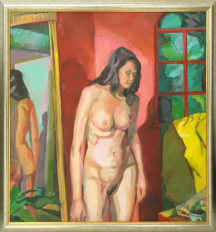 Roxene Sloate (20th Century) Oil on Canvas "Reflections II", Unsigned. 