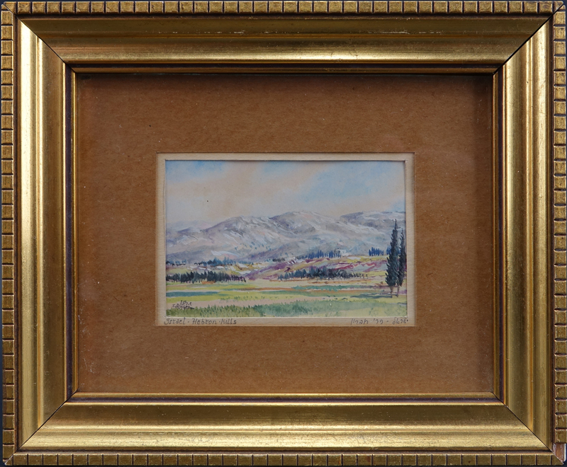 Four (4) S. Rosen, Israeli (20th Century) Miniature Framed Watercolors of  Landscape Scenes. 