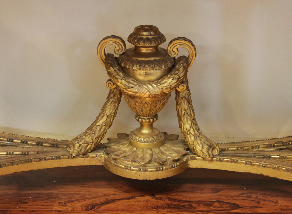 Fine Quality Large Early to Mid 19th Century Louis XVI style Carved and Gilt Wood Console with Heavy Marble Top.