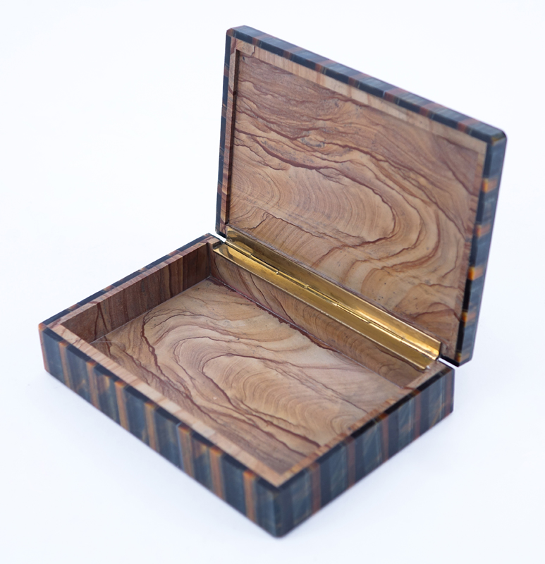 Fine Tiger Eye Box. Unsigned. Good condition. Measures 1-1/2" x 6" x 4".