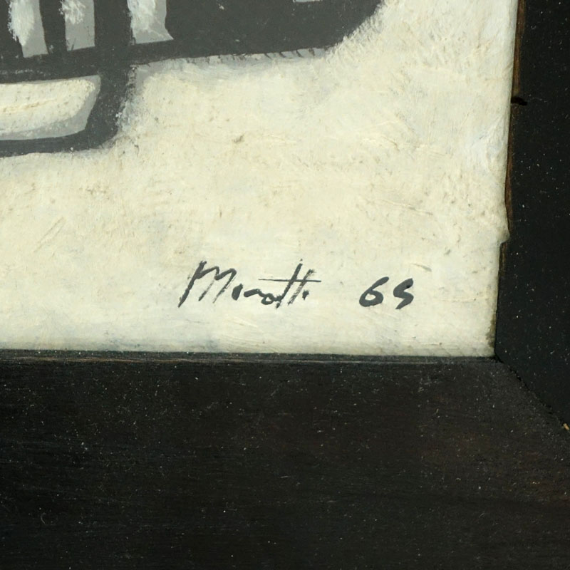 Mid-Century Italian School "Arte Povera" Oil on masonite. Signed and dated Morotti '65". Good condition. 