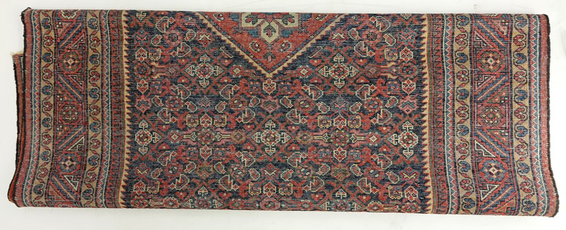 Semi Antique Persian Kashan Oriental Rug. Loss to fringes, some wear to edges, dirty. Measures 81-1/2" H x 57" W.