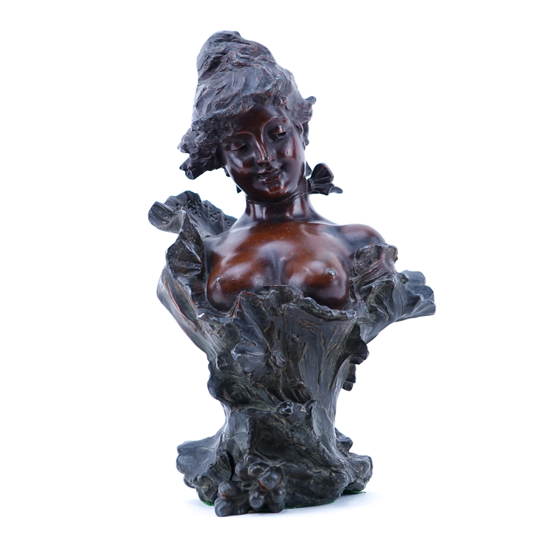 After: Alfred Jean Foretay, Swiss/French (1861 - 1944) Patinated French Metal Sculpture "Fraises au Champagne" Signed and  Foundry Mark on Obverse Side.
