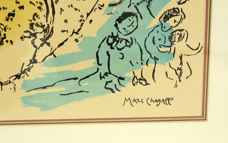 Marc Chagall, French (1887 - 1985) Color Lithograph "The-Accordionist,1957" Signed in the Plate. Good condition.