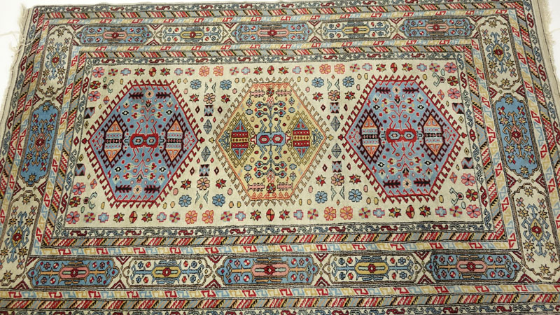 Semi Antique Persian Rug. Loss to fringes, stains, dirty, needs cleaning. Measures 78-1/2 x 49" W.