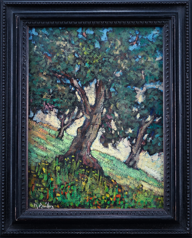 Early 20th Century European School Oil On Canvas "Study Of Trees". Signed lower left Ruib__? Good condition. 
