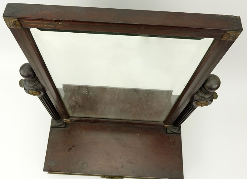American Federal Brass Mounted and Wood Dressing/Toilet Mirror with Drawer.
