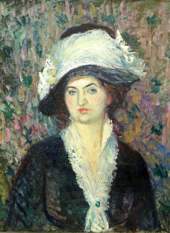 William Glackens, American (1870–1938) Oil on Canvas, "Head of a Woman".