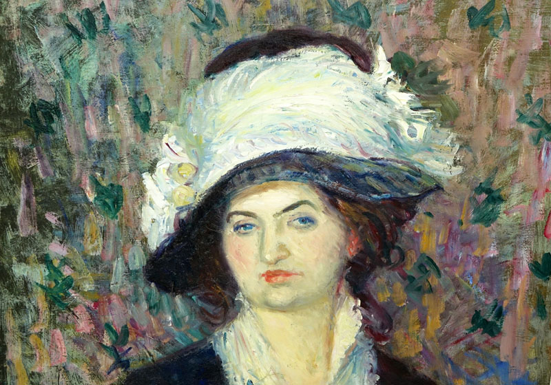 William Glackens, American (1870–1938) Oil on Canvas, "Head of a Woman".