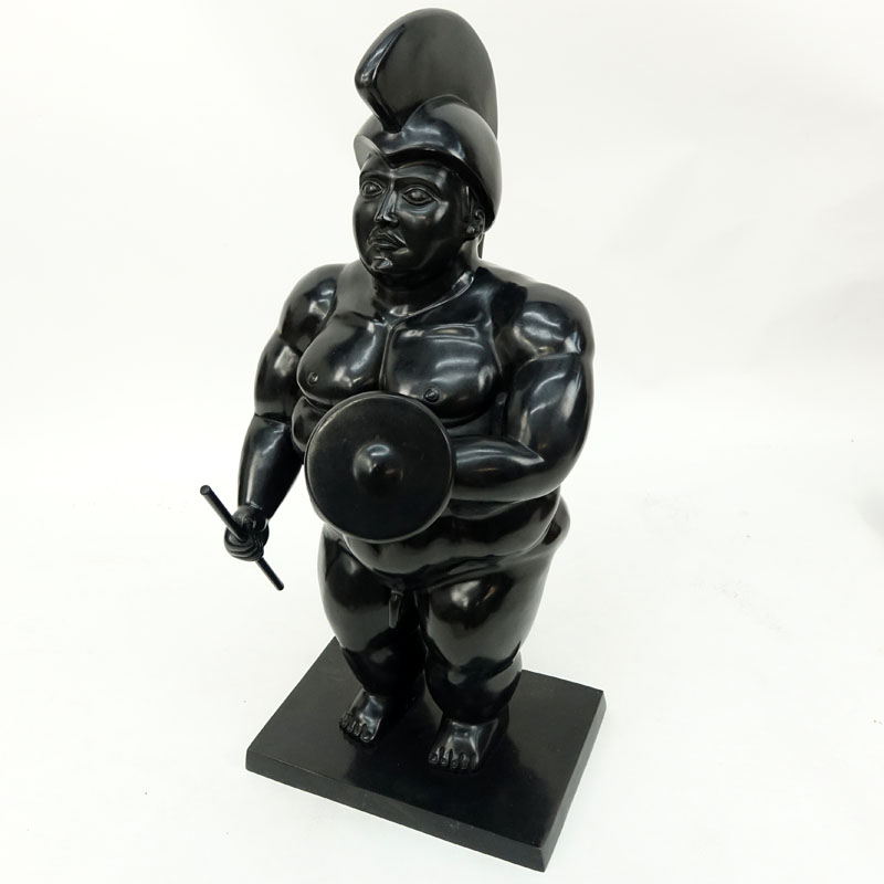 After: Fernando Botero, Colombian (b. 1932) Bronze sculpture "The Gladiator" Signed and numbered 1/6, with Foderia Italy seal.